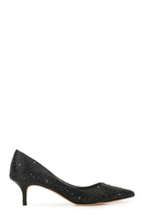 Black | Frenchie Wide Width Pointed Toe Kitten Heel