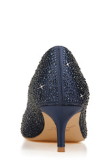 Navy | Frenchie Wide Width Pointed Toe Kitten Heel