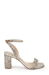 Gold | Gem Glitter Block Heel Sandal