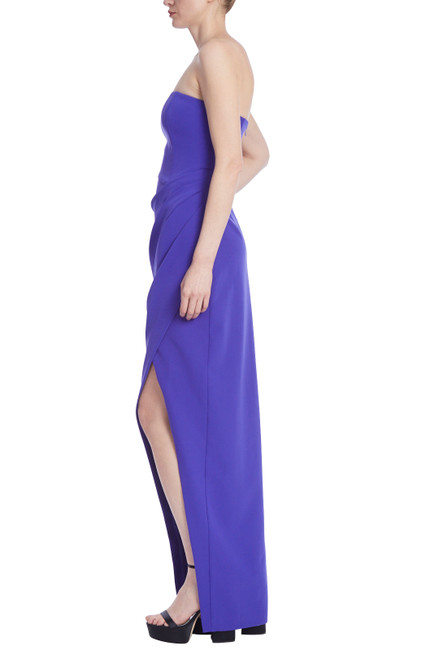 Purple | Strapless Column Gown with High Slit