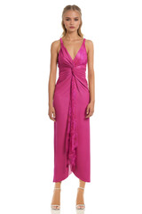 Pink | Drew Sleeveless Lace and Pleated Dress Front