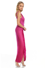 Pink | Drew Sleeveless Lace and Pleated Dress Side