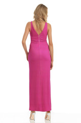 Pink | Drew Sleeveless Lace and Pleated Dress Back