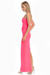Coral | Emery Fitted Strapless Gown Side