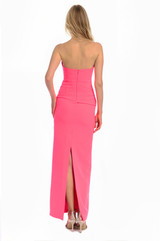 Coral | Emery Fitted Strapless Gown Back