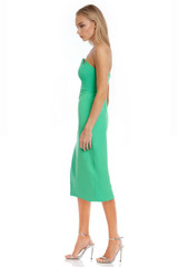 Green | Faith Strapless Sweetheart Midi Dress Side