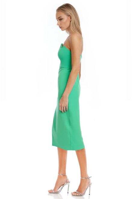 Green | Faith Strapless Sweetheart Midi Dress Side