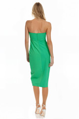 Green | Faith Strapless Sweetheart Midi Dress Back