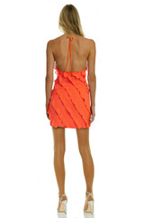 Orange | Faye Ruffle Bodycon Halter Mini Dress Back