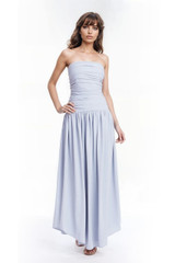 Blue | Hadley Strapless Drop Waist Gown Front