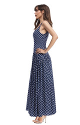 Midnight | Isla Polka Dot Drop Waist Maxi Dress Side