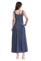 Midnight | Isla Polka Dot Drop Waist Maxi Dress Back