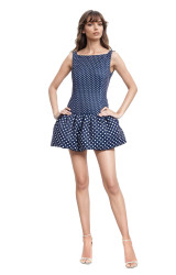 Midnight | Iyla Polka Dot Fit and Flare Mini Dress Front