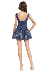 Midnight | Iyla Polka Dot Fit and Flare Mini Dress Back