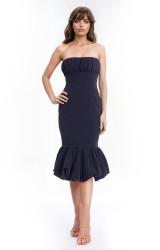 Midnight | Iris Strapless Mermaid Midi Dress Front