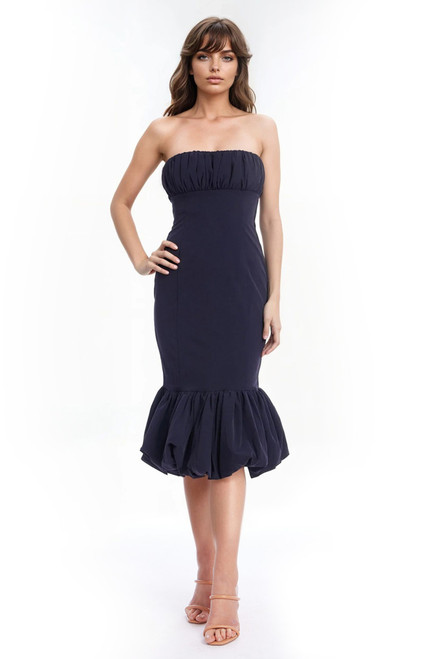 Midnight | Iris Strapless Mermaid Midi Dress Front