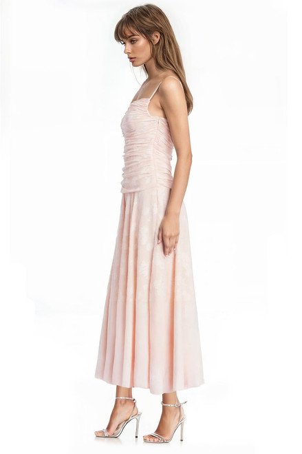 Peach | Hazel Printed Drop Waist Gown Side