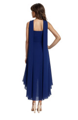 Navy | Janie Square Neck Midi Dress with Chiffon Scarf Detail Back