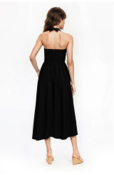 Black | Justine Halter Neck Midi Dress Back