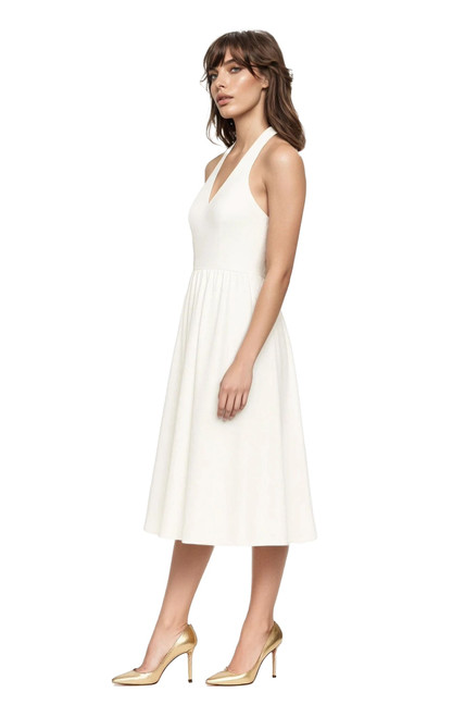 White | Justine Halter Neck Midi Dress Side