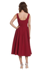 Wine | Kirsten Sleeveless Boatneck A-Line Midi Dress Back