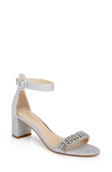 Silver Glitter | James Ankle Strap Block Heel