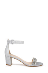 Silver Glitter | James Ankle Strap Block Heel
