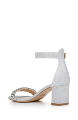 Silver Glitter | James Ankle Strap Block Heel