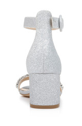 Silver Glitter | James Ankle Strap Block Heel