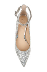 Silver Glitter | Jamila Ankle Strap Kitten Heel