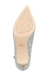 Silver Glitter | Jamila Ankle Strap Kitten Heel