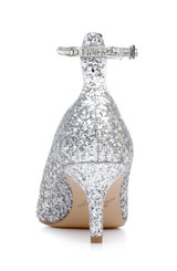 Silver Glitter | Jamila Ankle Strap Kitten Heel