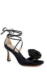 Black | Janelle Ankle Tie Sandals Front Side