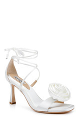 White | Janelle Ankle Tie Sandals Front Side