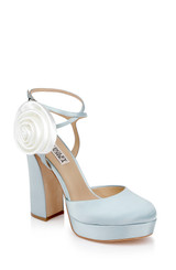 Mist Blue | Janessa Rosette Platform Pumps Front Side