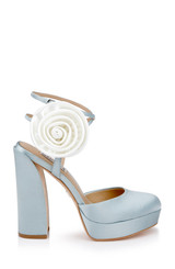 Mist Blue | Janessa Rosette Platform Pumps Side