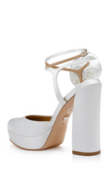 White | Janessa Rosette Platform Pumps Back Side