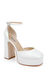 White Leather | Jayda II Leather Platform Pumps Front Side