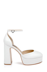 White Leather | Jayda II Leather Platform Pumps Side