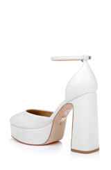 White Leather | Jayda II Leather Platform Pumps Back Side