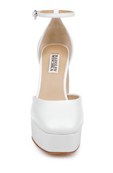 White Leather | Jayda II Leather Platform Pumps Front
