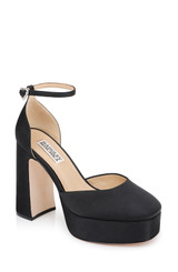 Black Crepe | Jayda Platform Pumps Front Side