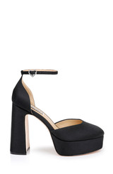 Black Crepe | Jayda Platform Pumps Side