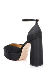 Black Crepe | Jayda Platform Pumps Back Side