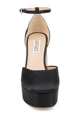 Black Crepe | Jayda Platform Pumps Front
