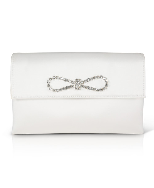 Ivory | Alicia Satin Envelope with Crystal Bow