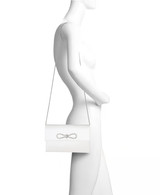 Ivory Alicia Satin Envelope with Crystal BowModel