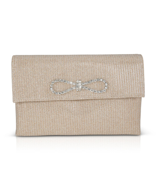 Gold | Dakota Sparkle Jacquard Envelope with Crystal Bow