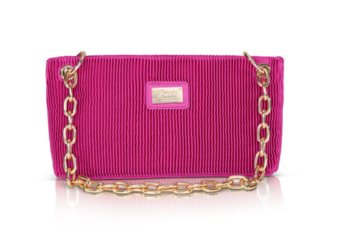 Hot Pink | Amara Pleated Satin Zip Top Short Shoulder Bag