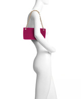 Hot Pink Amara Pleated Satin Zip Top Short Shoulder BagModel